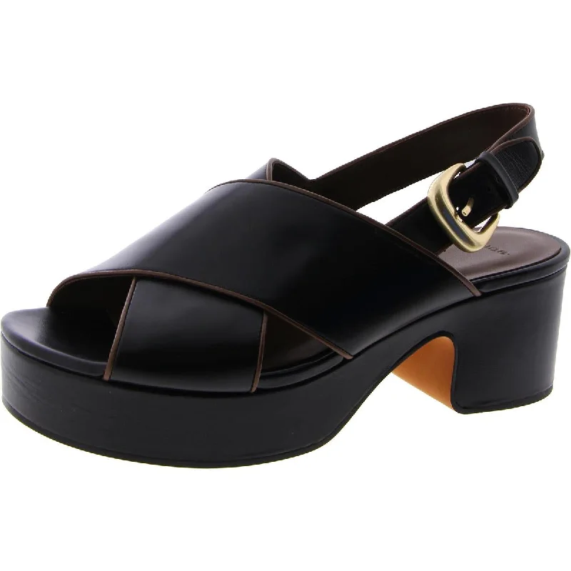 Fashionista Favorites Vince Womens Marlene Faux Leather Block Heel Slingback Sandals