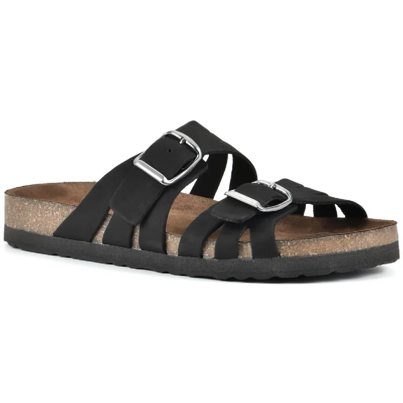 Trend Forward Threads White Mountain Womens Herbal Leather Footbed Slide Sandals