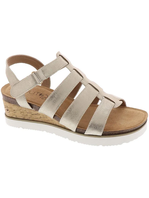 Premium Boots Discounts Womens Faux Leather Adjustable Wedge Sandals