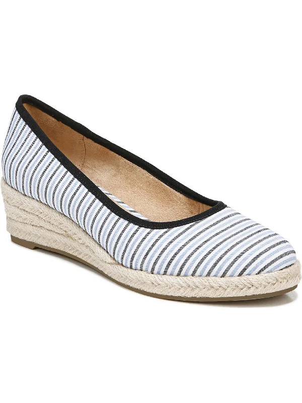 Fashion Casual Shoes Womens Striped Espadrille Wedge Heels