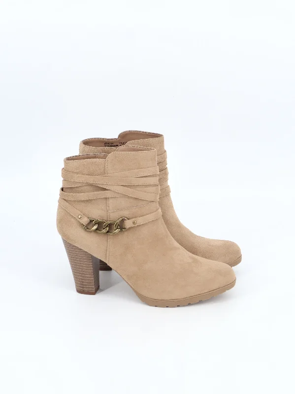 Chic Trends Unveiled Women's Suede Leather High Heels Ankle Boots,Beige
