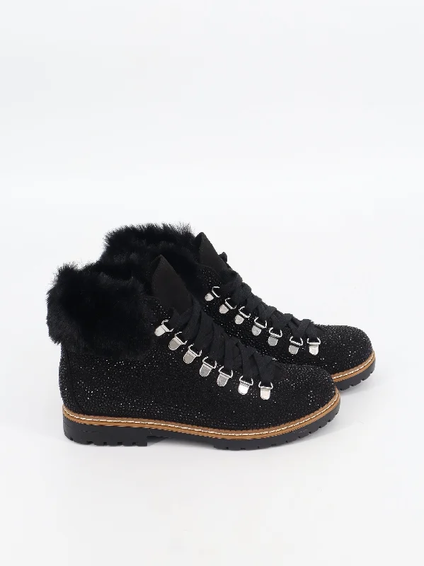 Break Fashion Norms Women's Glitter Ankle Boots,Black