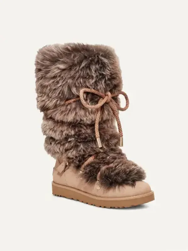 Unleash Your Trendy Side Women's Faux Fur Ankle Boots,Beige