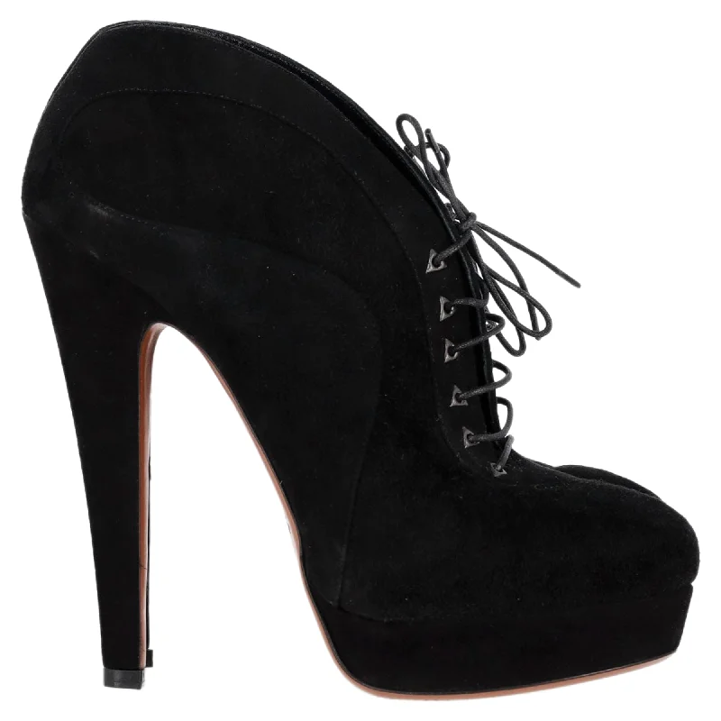 End-Of-Season Clearance Alaïa Lace-Up high Heel Boots in Black Suede