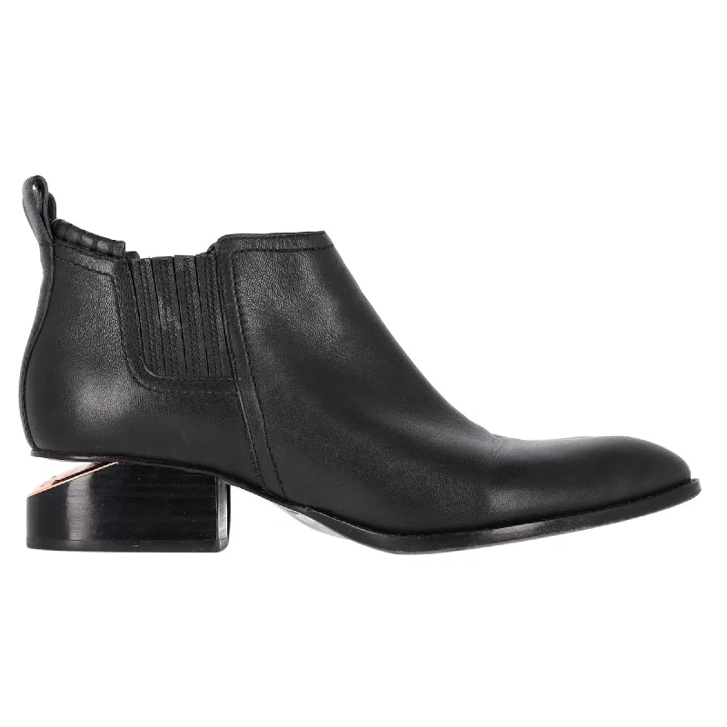 Durable Fashion Picks Alexander Wang Kori Cut-Out Ankle Boots in Black Calfskin Leather