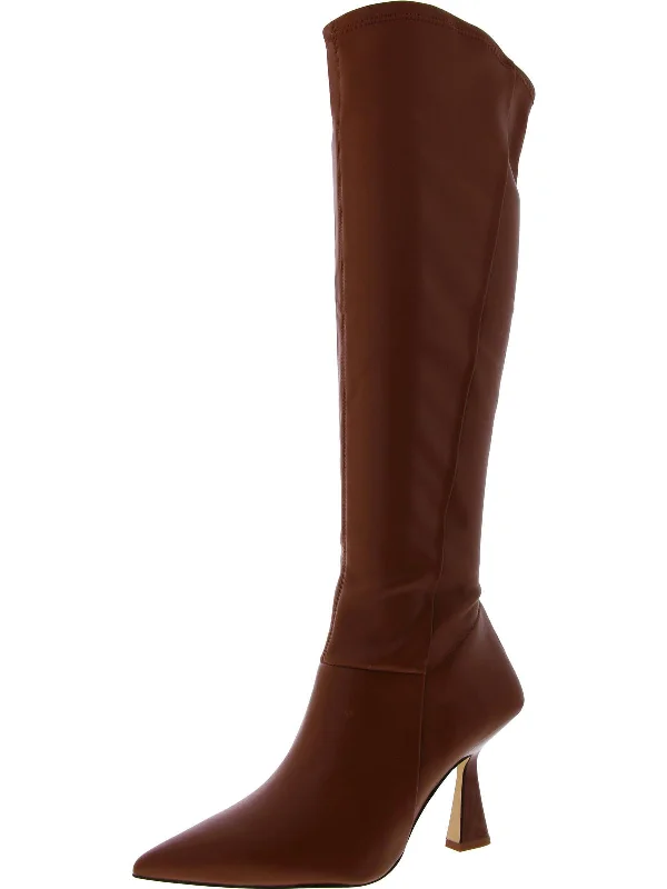 Modern Chic Discounts Alta Womens Faux Leaher Pointed Toe Knee-High Boots