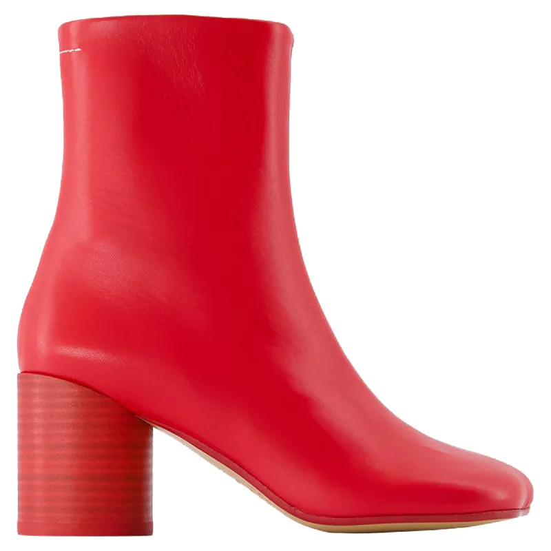 Urban Elegance Deals Anatomic Ankle Boots - MM6 Maison Margiela - Leather - Red