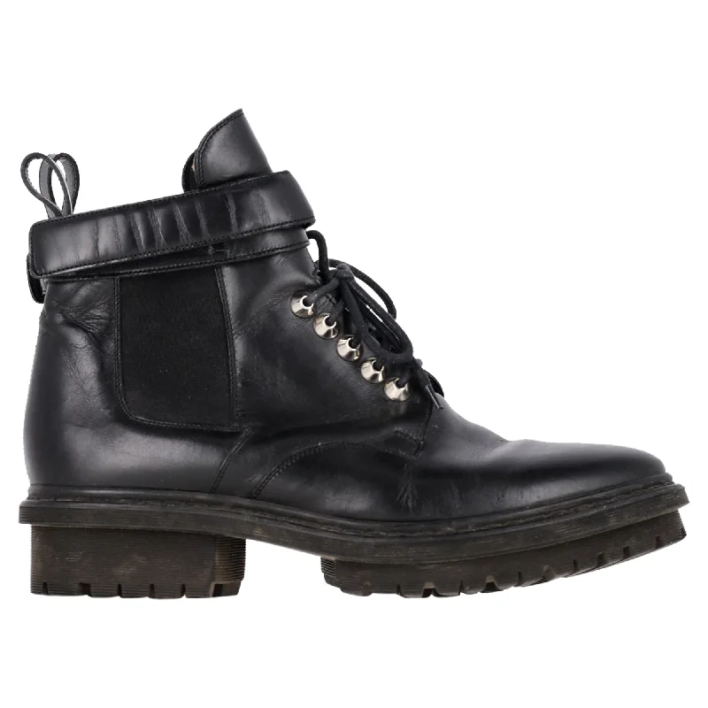 Flash Sales Today Balenciaga Lace Up Combat Boots in Black Calfskin Leather