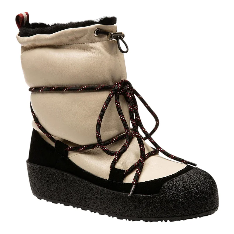 Fashion Forward Bally Candye 6228429 Women's Bone Lamb Nappa Leather Winter Boots
