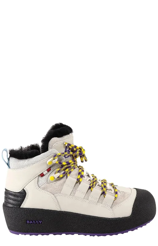 Swimwear Summer Blowout Bally Cusago 6239735 Women's Dusty White Shearling-Lined Leather Boots
