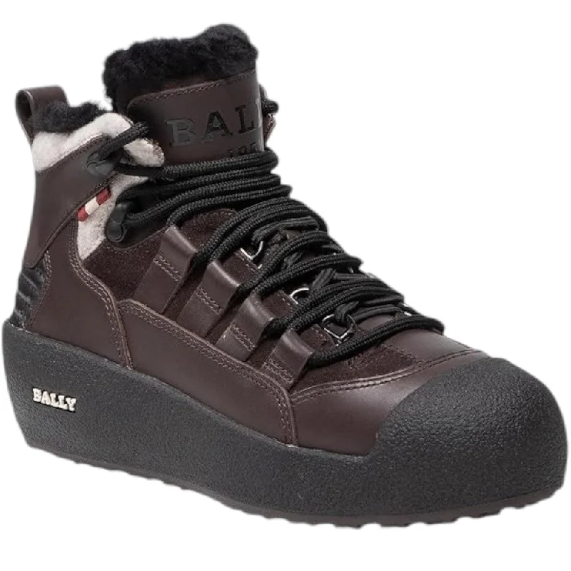 New Season Fashion Preview Sale Bally Cusago 6239736 Women's Ebano Shearling-Lined Leather Boots