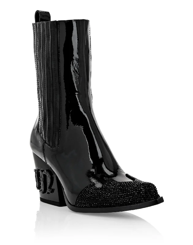 Fashion-Forward Offers Boots Mid Flat Gothic Plein