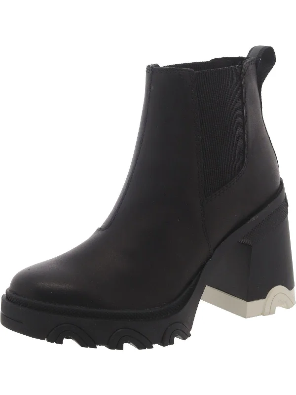 Romantic Chic Deals Brex Womens Leather Block Heel Chelsea Boots