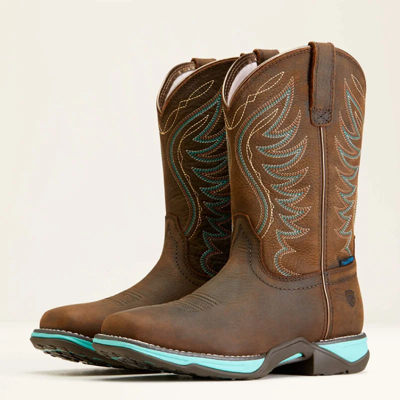 Vintage Style Deals Ariat Women's Brown/Turquoise Anthem H2O Boots