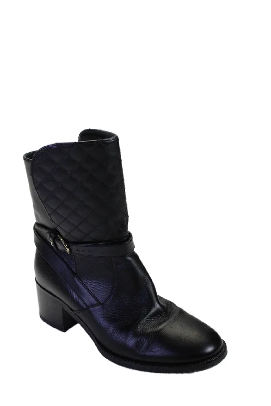 Additional Time-Limited Offers Chanel Women's Round Toe Quilted 2019 Block Heels Ankle Boots Black