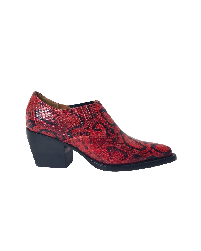Clearance Event Chloé Rylee Snake-Effect Ankle Boots in Red Leather
