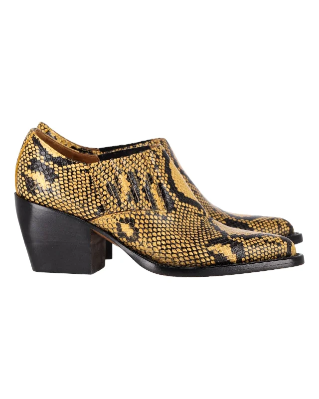 Durable Fashion Picks Chloe Snakeskin-Embossed Rylee Ankle Boots in Yellow Leather