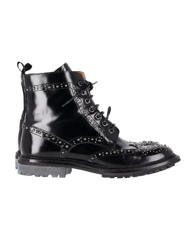 Season Sale Church's Angelina Studded Glossed Ankle Boots in Black Leather