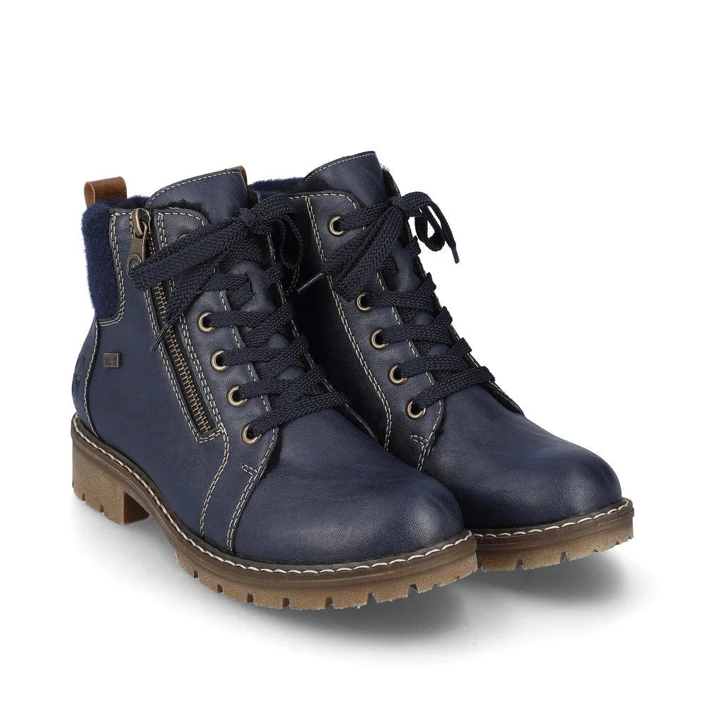 Casual Chic Dark Blue Zip & Lace Boot