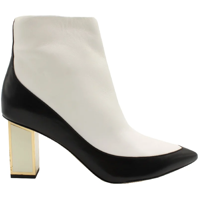 Break Fashion Norms Diane Von Furstenberg Cainta Ankle Boots in White Leather