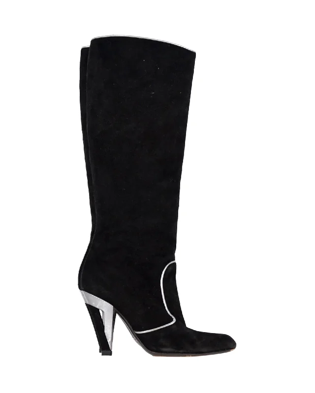Unleash Your Trend Driven Style Dolce & Gabbana Knee-High Boots in Black Suede