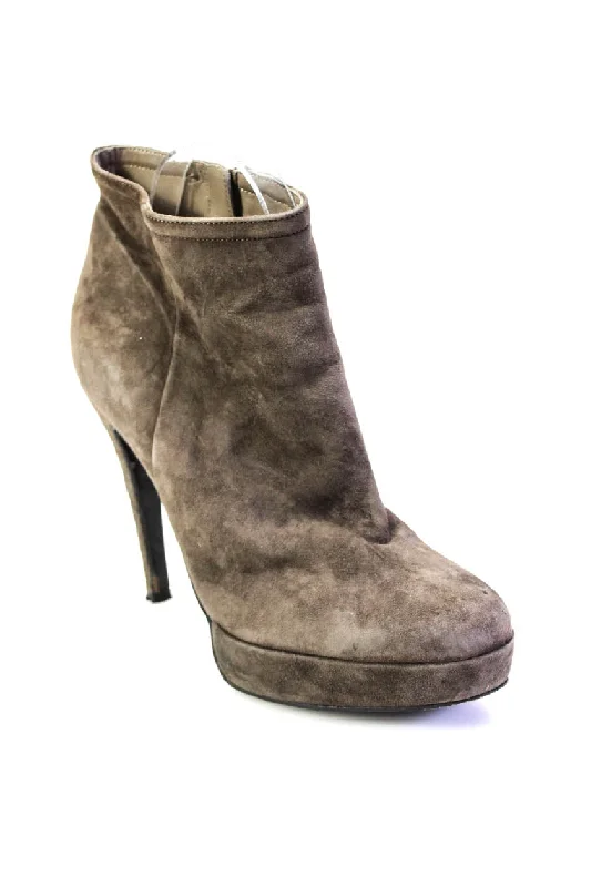 Flash Sale Now Dolce & Gabbana Womens Platform Stiletto Ankle Boots Brown Suede