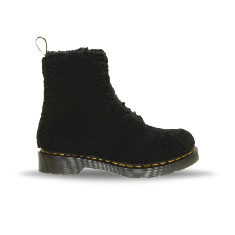 Comfortable Office Shoes Dr. Martens Women's 1460 Pascal Faux Shearling - Black Lux Borg