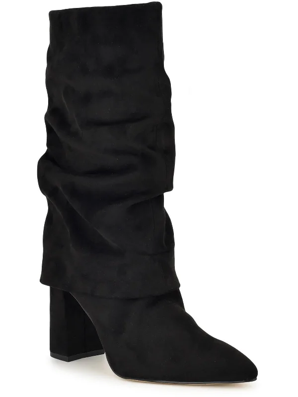 Contemporary Chic Promotions Francis 2 Womens Block Heel Faux Suede Mid-Calf Boots
