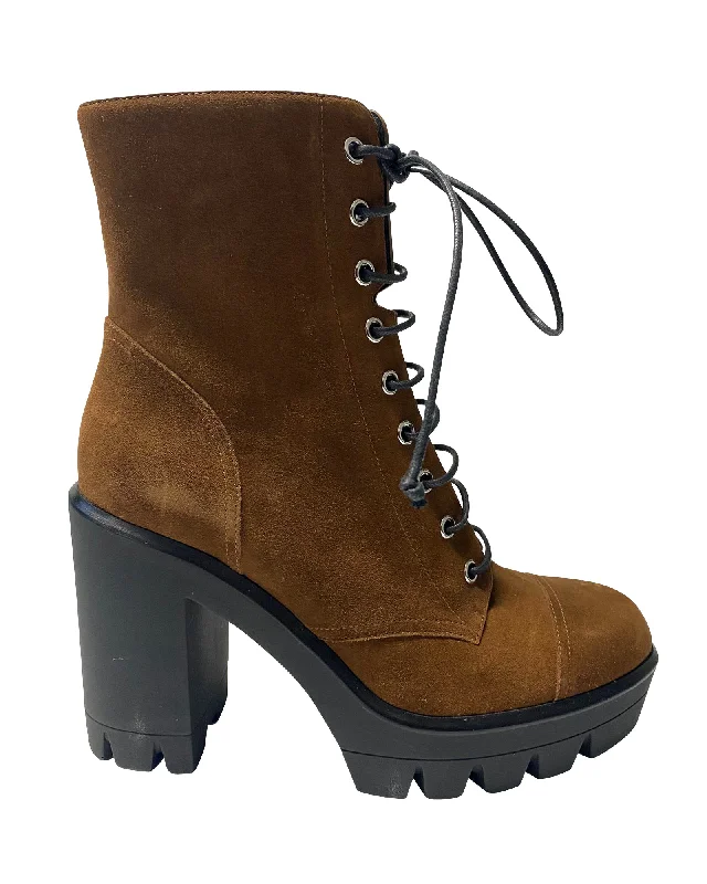 Chic Style Giuseppe Zanotti Ankle Lace Up Boots in Brown Suede