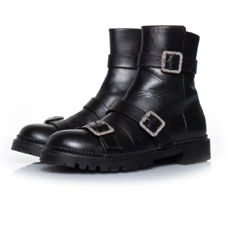 Explore What's New Hank flat jewel buckle ankle boots