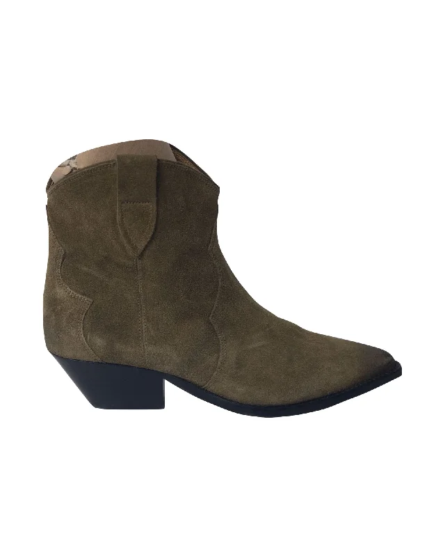 Stylish Shoe Discounts Isabel Marant Dewina Cowboy Boots in Olive Suede