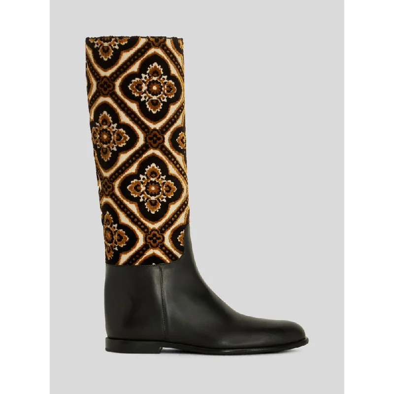 New Season Fashion Preview JACQUARD FABRIC RIDING BOOTS