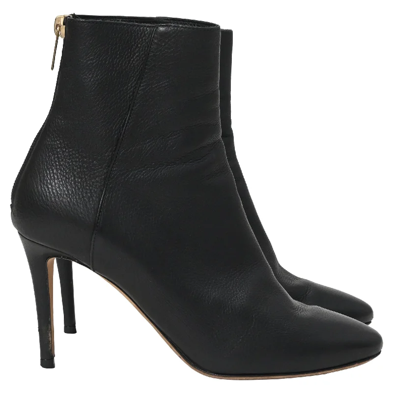 Best Deals Of The Season Jimmy Choo Pointed Toe High-Heeled Ankle Boots in Black Calfskin Leather