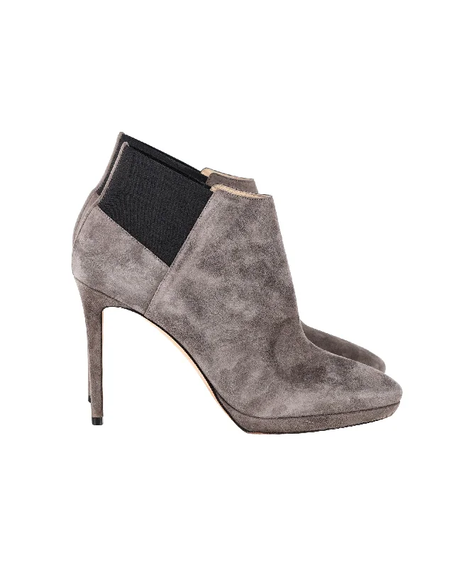 Huge Discounts This Week Jimmy Choo Talula 100 Ankle Boots in Taupe Grey Suede