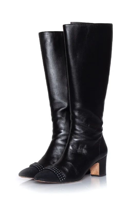 New Arrivals Leather coco mark pearl long boots