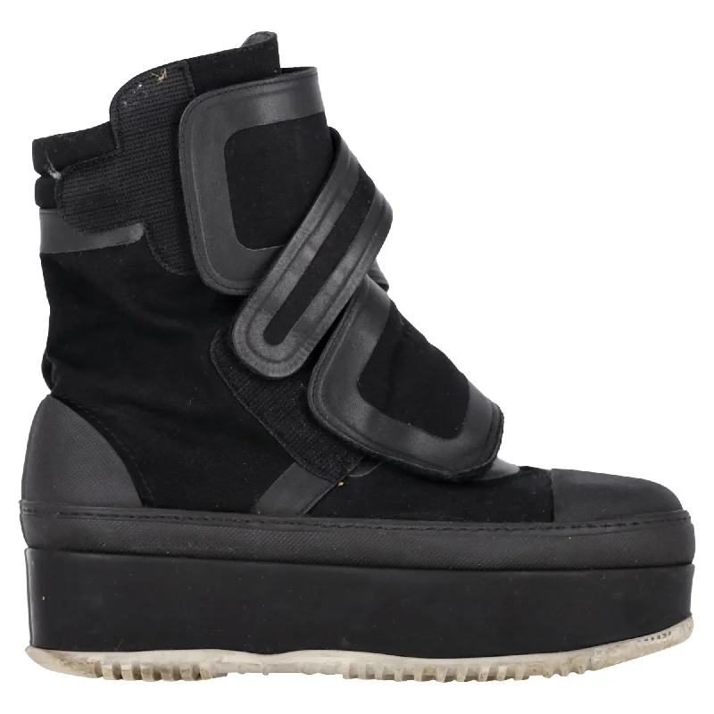 Chic & Modern Sales Marni 2017 Velcro Platform Boots in Black Rubber