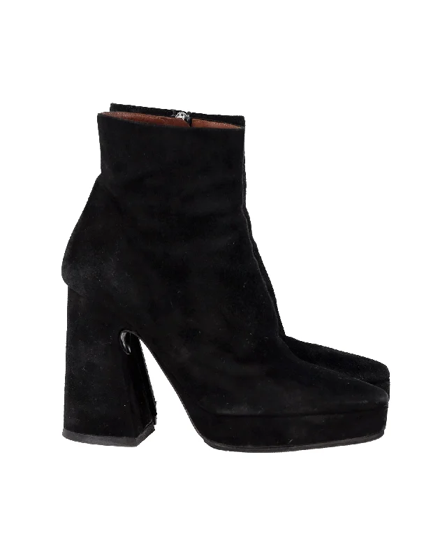 Fresh Styles, Fresh Deals Proenza Schouler Block Heel Platform Boots in Black Suede