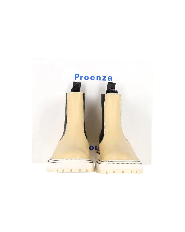 Day To Night Styles Proenza Schouler Chelsea Ankle Boots in Beige Leather