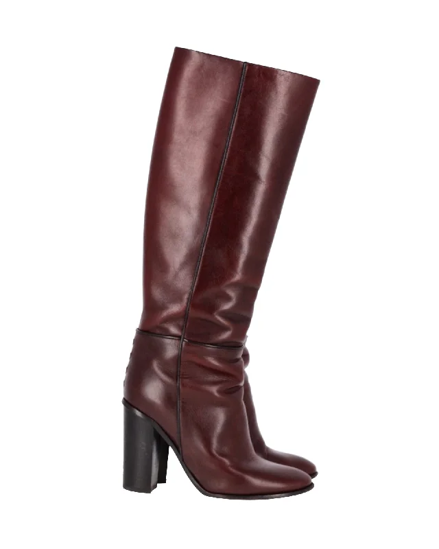End Of Season Clearance Proenza Schouler Knee Boots in Burgundy Leather