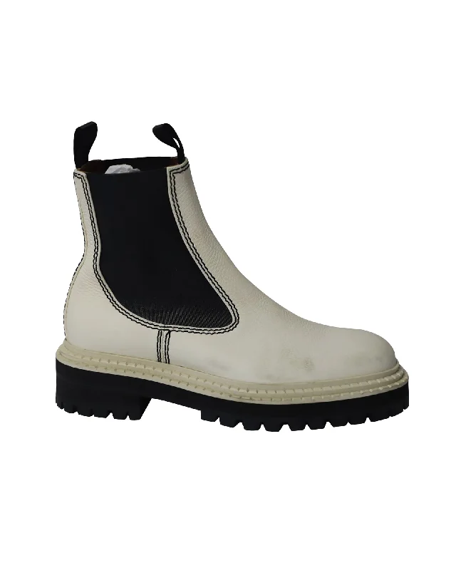 End Of Season Sale Proenza Schouler Lug Sole Chelsea Boots in White Calfskin Leather