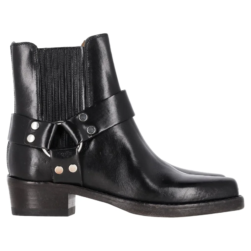 Fashion Forward, Function First Re/Done Cavalry Harness Detail Ankle Boots in Black Leather