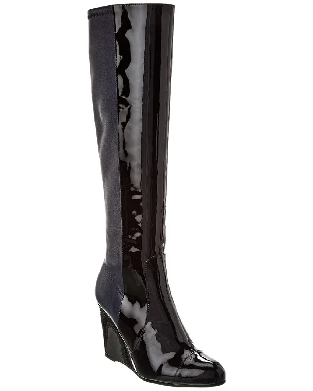 Trendy And Breathable Shoes Stuart Weitzman Milla City Wedge Patent & Leather Knee-High Boot