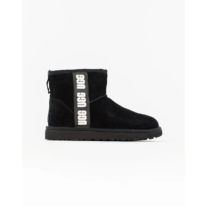 Limited Time UGG Classic Mini Side Logo Black/White  W-1122558-BWHT Women's