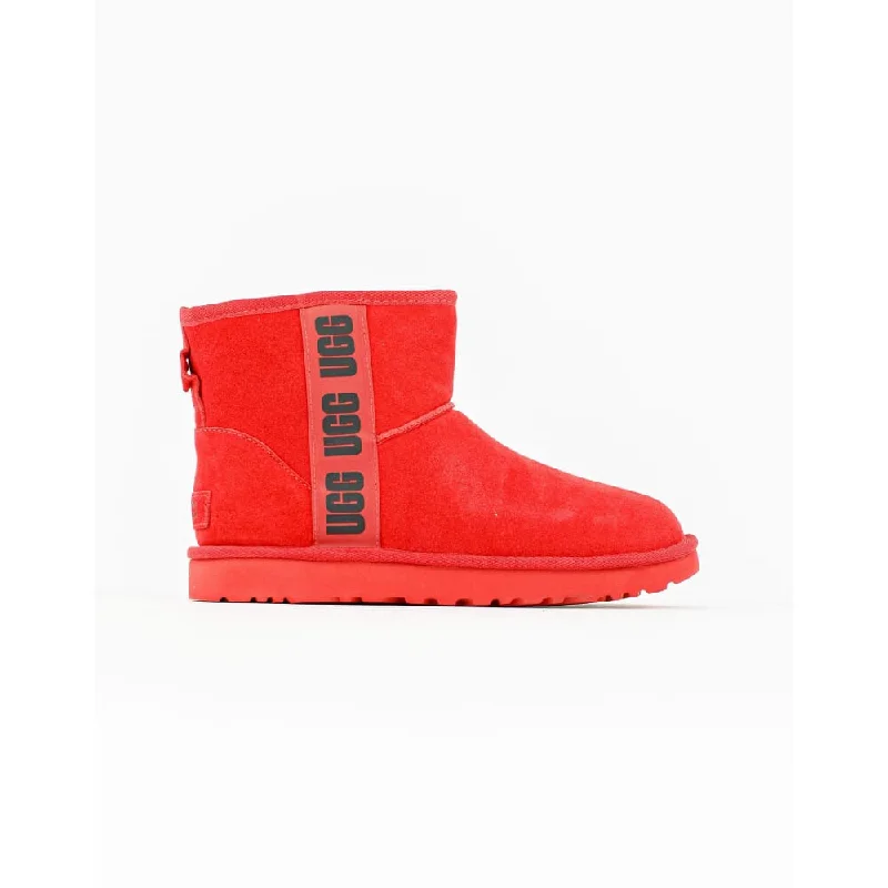 New In This Season UGG Classic Mini Side Logo Samba Red/Black  W-1122558-SRBCK Women's