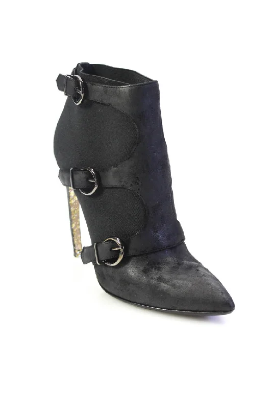Explore What's New Walter Steiger Womens Leather Buckle Up High Heels Ankle Boots Black