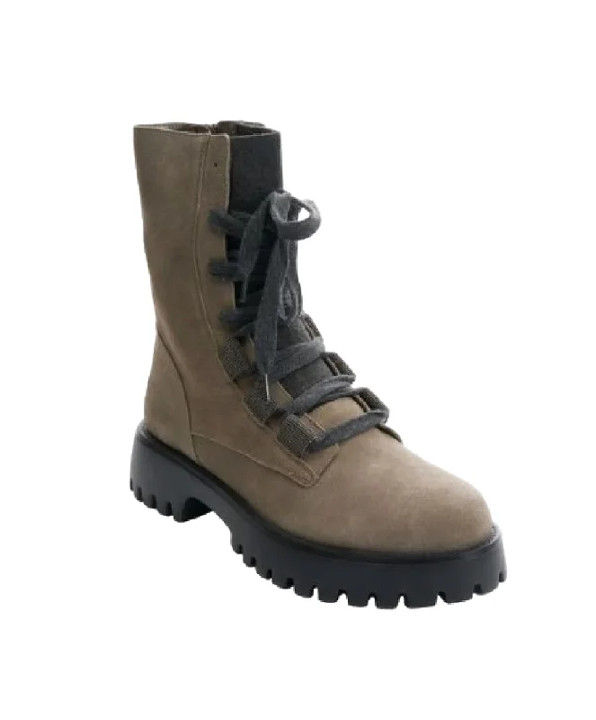 Statement Fashion Offers Women's Zabou Combat Boot In Dark Taupe