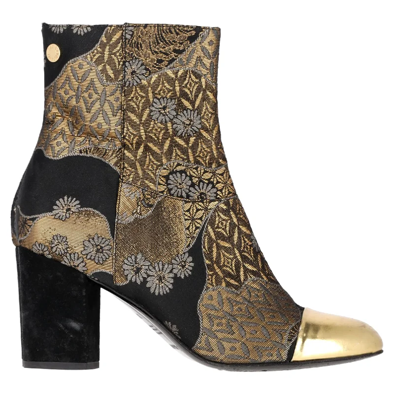 Discount Price Zadig & Voltaire Selene Jacquard Ankle Boots in Black Satin