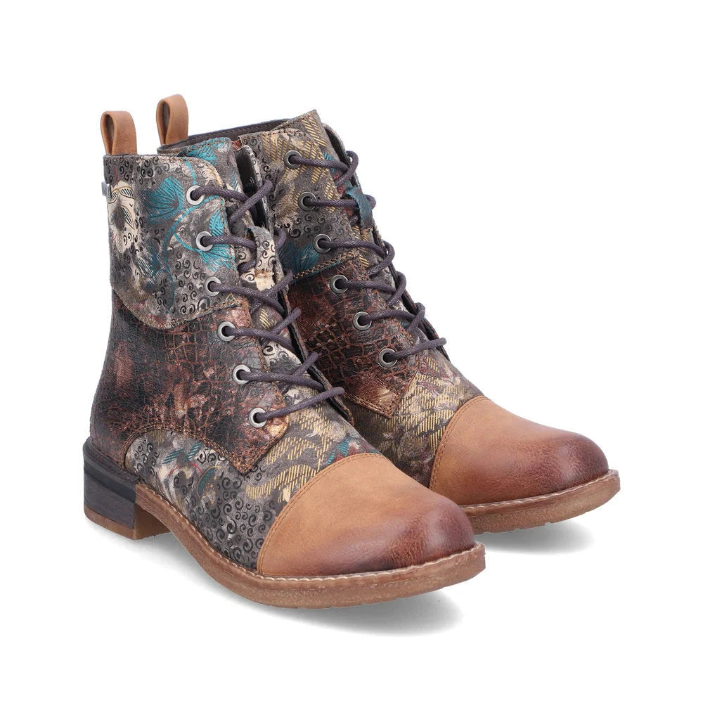 Stylish Savings Zip & Lace Brown Multi/Textured