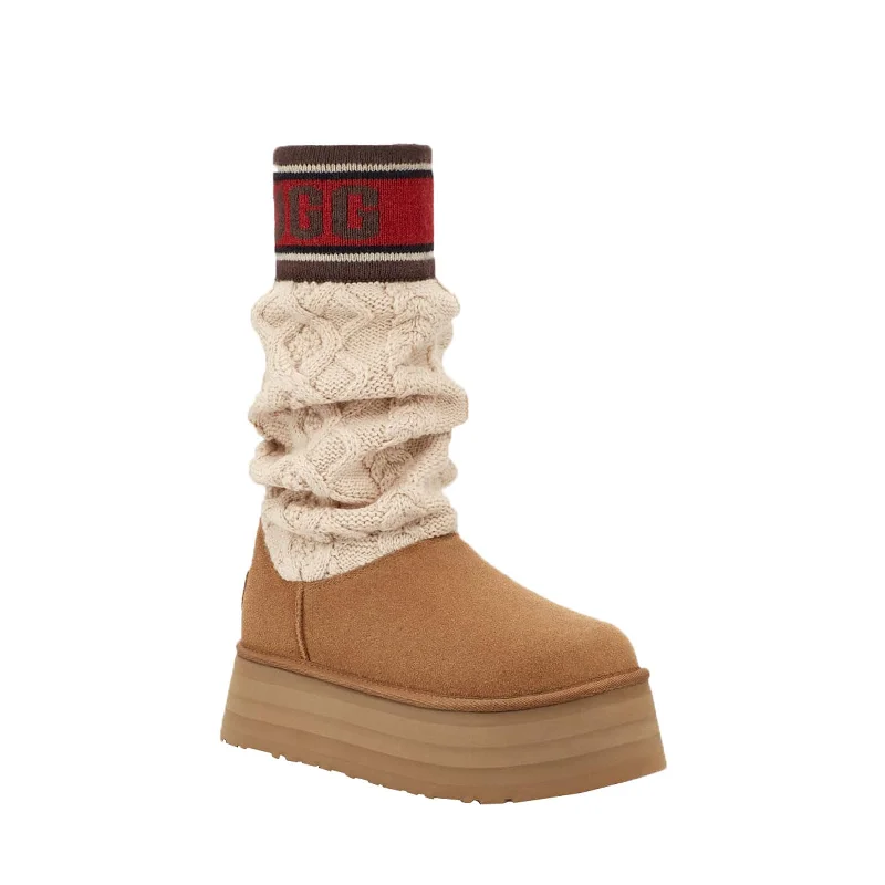 Trend Alert Women's Shoes UGG CLASSIC SWEATER LETTER Knit Boots 1144045 CHESTNUT