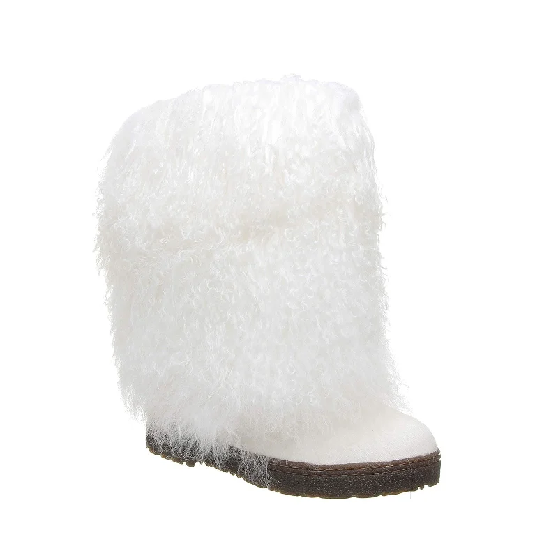 Limited-Time Shoe Deals BEARPAW Women's Boetis White | Women's Boot Natural Fur | Women's Slip On Boot | Comfortable Winter Boot